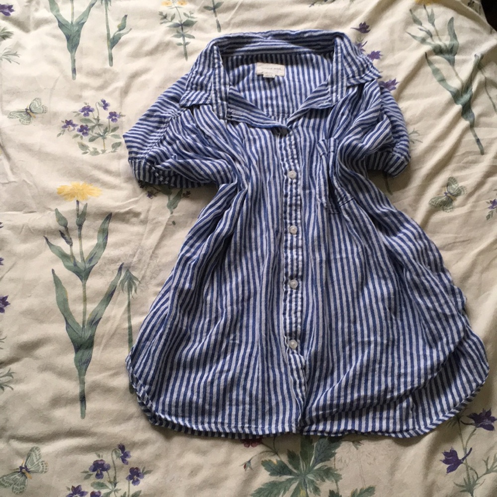 Short Sleeve Striped Button Down